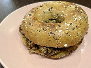 Vegan haggis bagel   at Blended Brew in Inverness