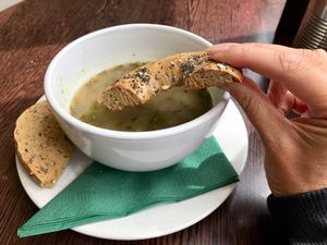 Lentil and onion soup. at Blended Brew in Inverness