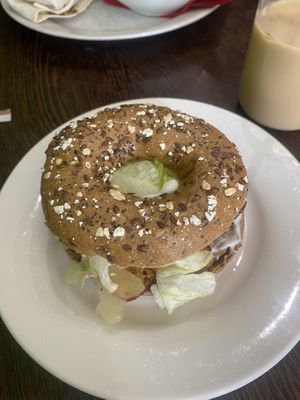 Vietnamese Seeded Bagel  at Blended Brew in Inverness