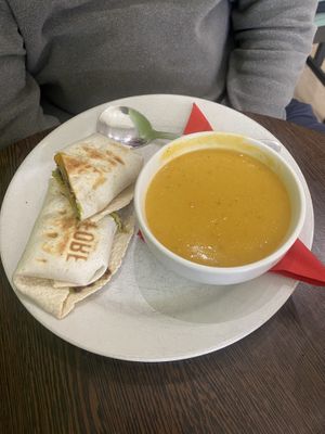 Nacho wrap and lentil soup  at Blended Brew in Inverness