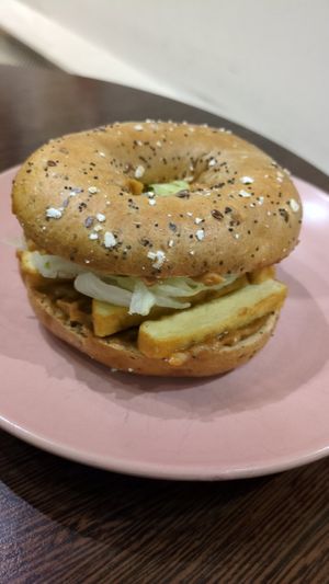 Tofu Satay bagel at Blended Brew in Inverness