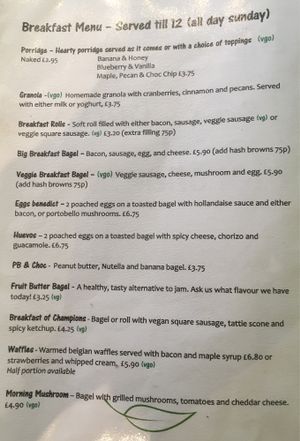 breakfast menu  at Blended Brew in Inverness