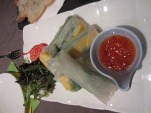 Vietnamese spring rolls at Chakra Vege Cafe in Shanghai