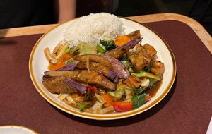 Spicy eggplant with tofu  at Sugar and Spice in Cambridge