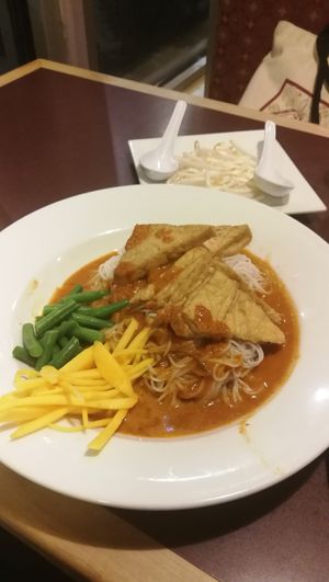 VEGAN KANOM JEAN USD15.95
Rice noodles with mild curry and vegetables
 at Sugar and Spice in Cambridge