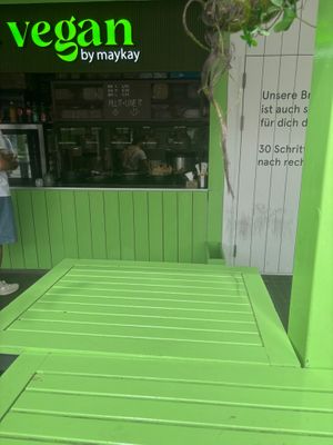 Outdoor standing tables right at Jakominiplatz at We Vegan by MayKay in Graz