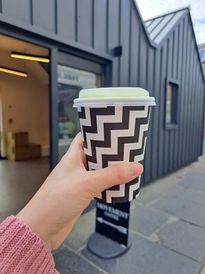 Matcha latte with coconut milk at Movement Coffee in Kirkwall