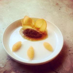 Dessert: Kaki, walnuts, orange (Vegan) at Kaskrut in Warsaw