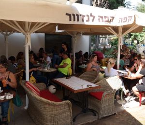 Outside at Cafe Landwer - Sarona in Tel Aviv