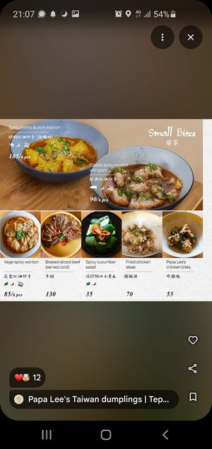 Menu at Papa Lee's Taiwan Noodle & Dumplings in Kabupaten Badung