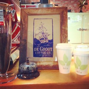 degroot coffee, bio degradable coffee cups at Relax in Vintage in Adelaide