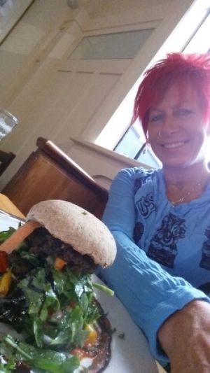 Vegan lentil burger at Cafe Royale in Palmerston North