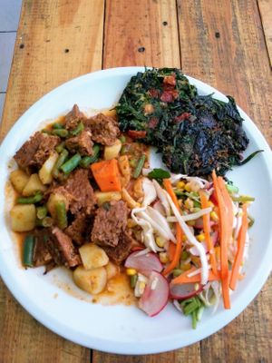 seitan stew at Go Vegan in San Salvador