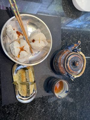 Steam bun and banana sticky rice.   at Homey Food & Cafe in Calgary