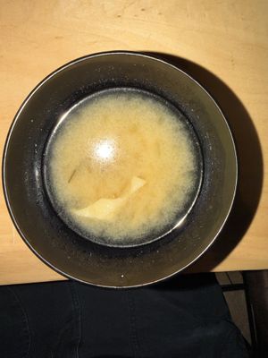 Miso soup.  at Nirai Roppongi | Vegan Sushi in Tokyo
