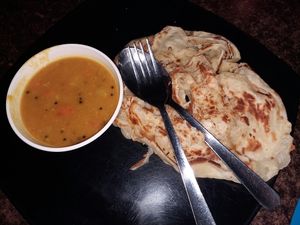 Freshly made Roti Canai  at Happy Vege in Kuching