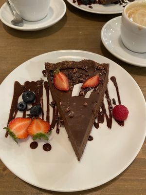 Chocolate cake at MyRaw Cafe in Prague