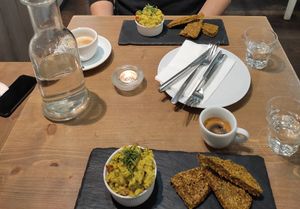 Breakfast avocado eggs at MyRaw Cafe in Prague
