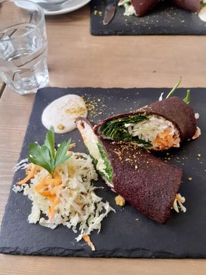 Vegetables tortilla (good but very small) at MyRaw Cafe in Prague