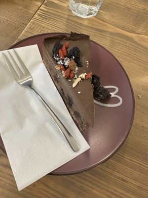 Raw chocolate cake  at MyRaw Cafe in Prague