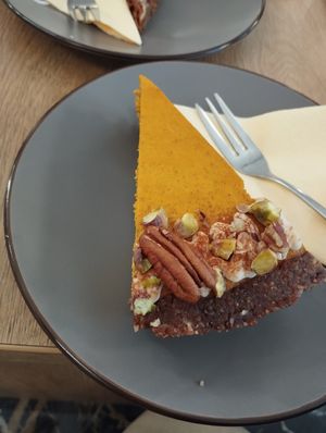 Pumpkin pie at MyRaw Cafe in Prague