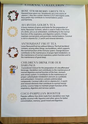 Menu page at MyRaw Cafe at MyRaw Cafe in Prague