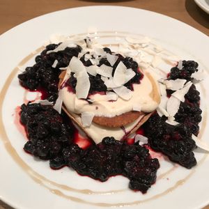 Pancake with blueberry at MyRaw Cafe in Prague
