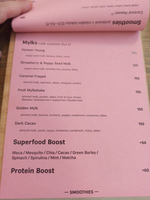 Menu as of 20/07/2025 at MyRaw Cafe in Prague