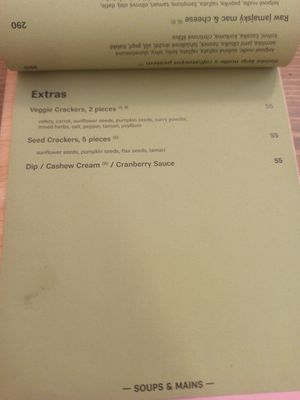 Menu as of 20/07/2025 at MyRaw Cafe in Prague