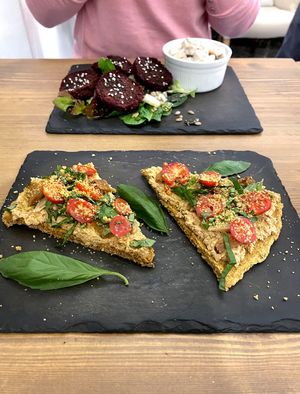 This was the ‘main’ pizza…   at MyRaw Cafe in Prague