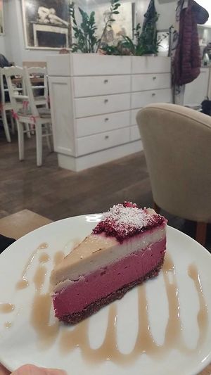 heavenly raw cake! at MyRaw Cafe in Prague