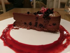 Amazing raw chocolate cake at MyRaw Cafe in Prague