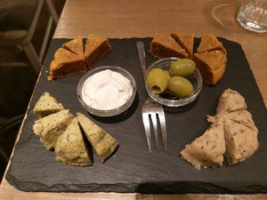 Cheese platter at MyRaw Cafe in Prague