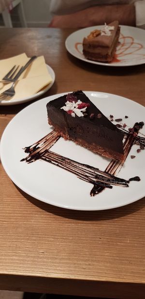 Carob cake at MyRaw Cafe in Prague