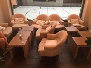 Seating  at MyRaw Cafe in Prague