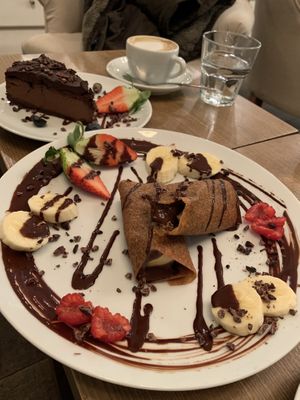 Chocolate Crepes & Cake at MyRaw Cafe in Prague