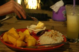 Mango with sticky rice and peanuts at Peace Paradise Restaurant in Koh Jum