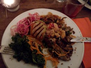 Main dish: quinoa, kohlrabi, pumpkin, kale, earth apple, mushrooms,... at De Zuidkant in Ghent