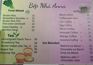 Menu   at Bếp nhà Anna in Da Nang