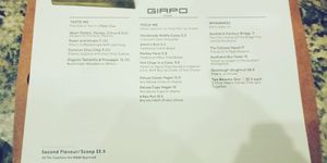 Vegan menu at Giapo in Auckland