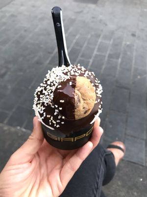 Vegan ice cream with vegan chocolate and cookie! at Giapo in Auckland