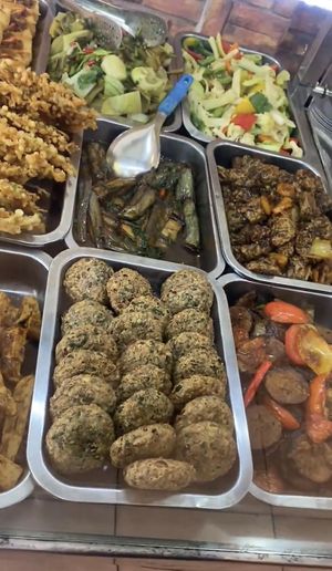 Food trays  at Cơm Chay Au Lạc in Da Lat