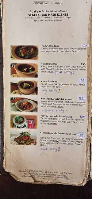 Vegetarian menu   at Chiang Dao Nest Resort 2 in Chiang Dao