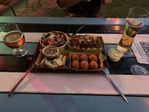 Salad, saté, gyoza’s, bitterballen at Roots Rock Kitchen in Utrecht