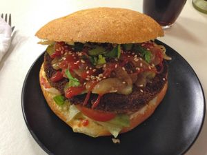 Ugandan Burger @ Rammenas Roots Rock Kitchen - Utrecht at Roots Rock Kitchen in Utrecht