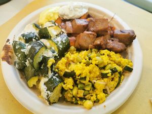 Combo dish with seitan at Alchemilla in Bologna