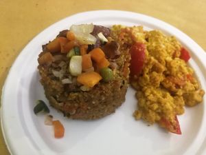 Quinoa and veggies, tofu scramble at Alchemilla in Bologna