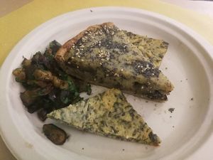 Chickpeas omelette and veggies cake at Alchemilla in Bologna