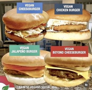 vegan beyond meat burgers/soy burgers  at Lebanese Vegans Social Hub in Beirut