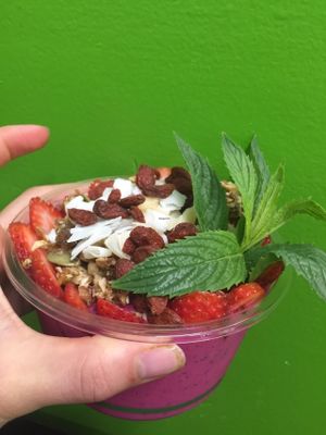 Pink Pitaya Smoothie Bowl  at Margaret River Juice Company in Margaret River